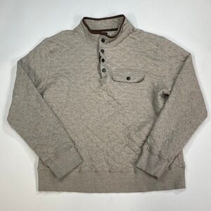 Faherty Brand Quilted‎ Snap Neck Pullover Sweatshirt Tan Mens Size Large